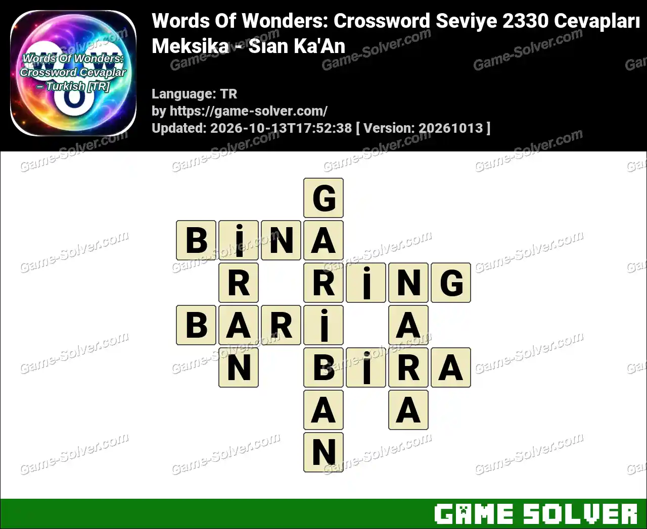 Words Of Wonders: Crossword Seviye 2330 Cevapları – Meksika – Sıan Ka’An
